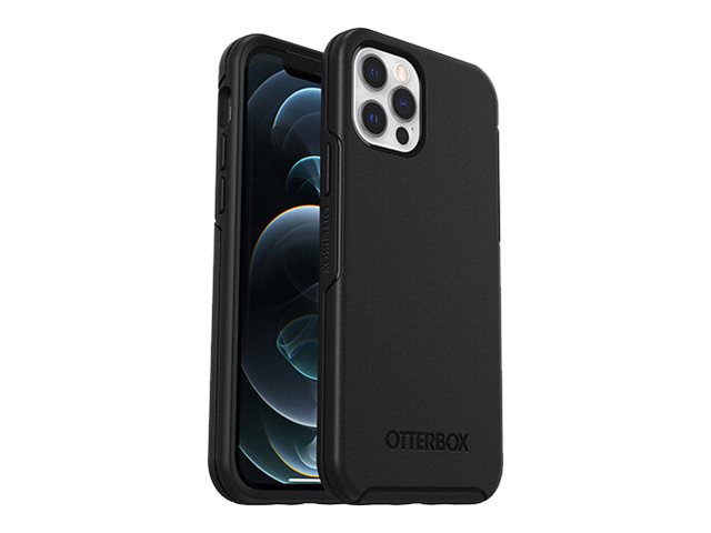 OtterBox Symmetry Series - ProPack Packaging - back cover for mobile phone - polycarbonate, synthetic rubber - black - for Apple iPhone 12, 12 Pro