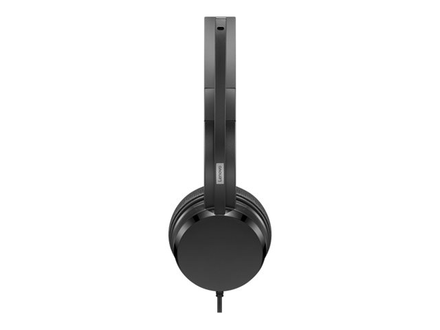 Lenovo - Headset - on-ear - wired - USB-A - black - CRU - for ThinkCentre M60q Chromebox, M70t Gen 3, ThinkCentre neo 70, ThinkPad E14 Gen 3