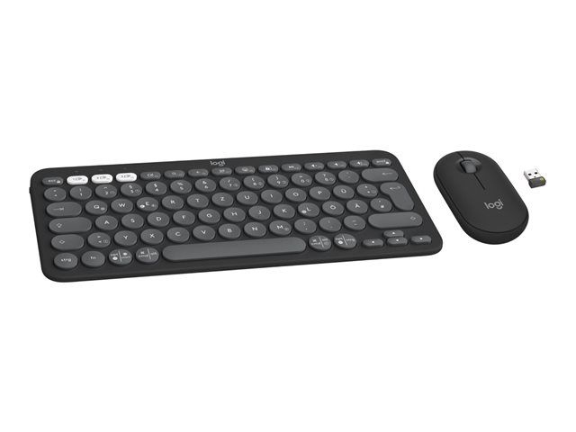 Logitech Pebble 2 Combo - Keyboard and mouse set - wireless - Bluetooth LE - QWERTY - US International - tonal white