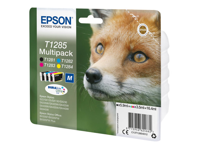 Epson T1285 Multipack - 4-pack - 16.4 ml - black, yellow, cyan, magenta - original - ink cartridge - for Stylus S22, SX130, SX230, SX235, SX430, SX435, SX438, SX440, SX445, Stylus Office BX305