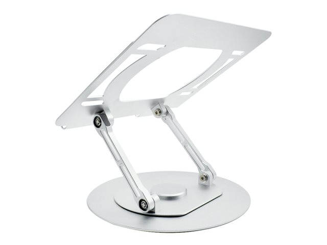 VISION laptop mount - LIFETIME WARRANTY - turntable laptop stand - lifts laptop up to 150 mm above desk - suits any size laptops - set laptop on any angle - anodized CNC Aluminium alloy construction - silicon anti skid pads protect laptop and table - gunmetal