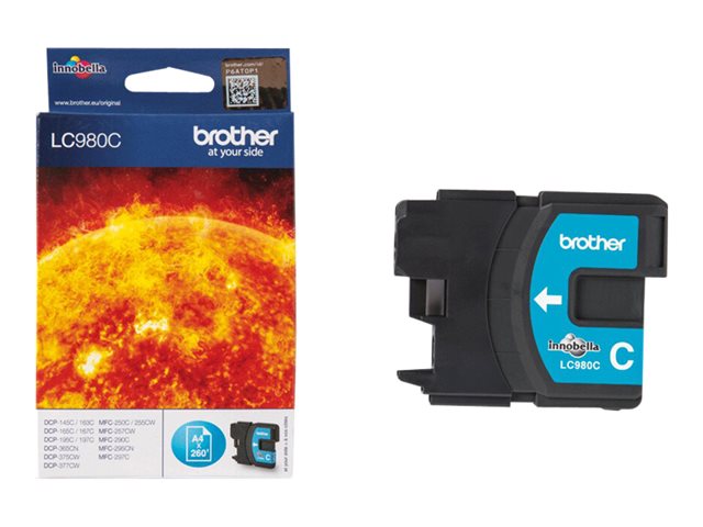 Brother LC980C - Cyan - original - ink cartridge - for Brother DCP-145, 163, 167, 193, 195, 197, 365, 373, 375, 377, MFC-250, 255, 290, 295, 297