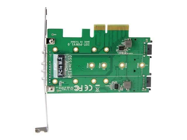StarTech.com 3-port M.2 SSD (NGFF) Adapter Card - Supports 1x PCIe (NVMe) M.2 SSD, 2x SATA III M.2 SSDs - PCIe 3.0 Adapter (PEXM2SAT32N1) - Interface adapter - M.2 - M.2 Card / SATA 6Gb/s - PCIe 3.0