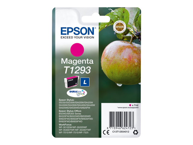 Epson T1293 - 7 ml - L size - magenta - original - blister - ink cartridge - for Stylus SX230, SX235, SX430, SX438, WorkForce WF-3010, 3520, 3530, 3540, 7015, 7515, 7525