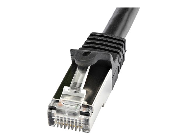 StarTech.com 1m CAT6 Ethernet Cable, 10 Gigabit Shielded Snagless RJ45 100W PoE Patch Cord, CAT 6 10GbE SFTP Network Cable w/Strain Relief, Black, Fluke Tested/Wiring is UL Certified/TIA - Category 6 - 26AWG (N6SPAT1MBK) - Patch cable - RJ-45 (M) to RJ-45 (M) - 1 m - SFTP - CAT 6 - molded, snagless - black