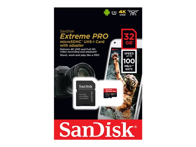 Ext Pro microSDHC 32GB+SD 100MB A1 I U3