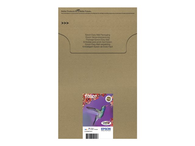 Epson T0807 Easy Mail Packaging - 6-pack - black, yellow, cyan, magenta, light magenta, light cyan - original - box - ink cartridge - for Stylus Photo P50, PX650, PX660, PX700, PX710, PX720, PX730, PX800, PX810, PX820, PX830