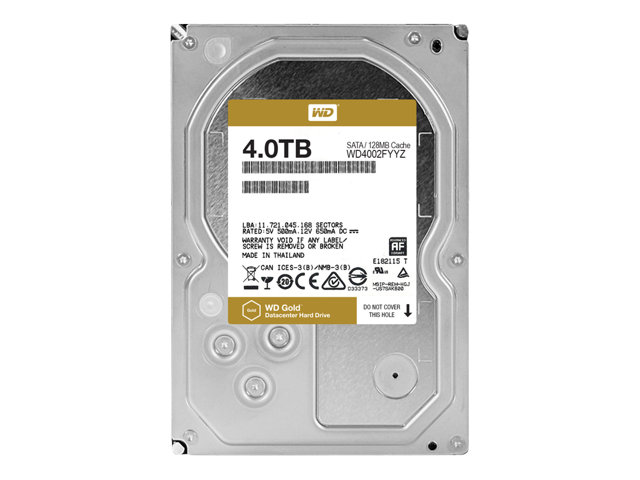 WD Gold Datacenter Hard Drive WD4002FYYZ - Hard drive - 4 TB - internal - 3.5\" - SATA 6Gb/s - 7200 rpm - buffer: 128 MB