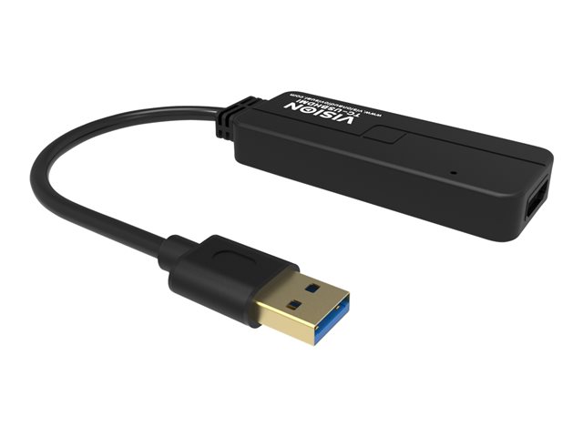 VISION Professional installation-grade USB-A to HDMI adapter - LIFETIME WARRANTY - plugs into USB and has full-sized HDMI socket - does not work for mac - maximum resolution 1920 x 1200 - USB-A 3.0 (M) to HDMI (F) - driver built into adaptor - black