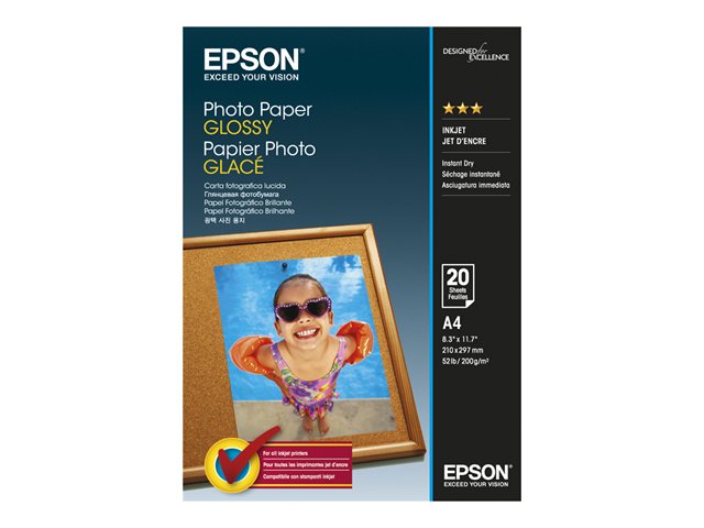 Epson - Glossy - A4 (210 x 297 mm) - 200 g/m² - 20 sheet(s) photo paper - for EcoTank ET-2850, 2851, 2856, 4850, EcoTank Photo ET-8500, WorkForce Pro WF-C5790