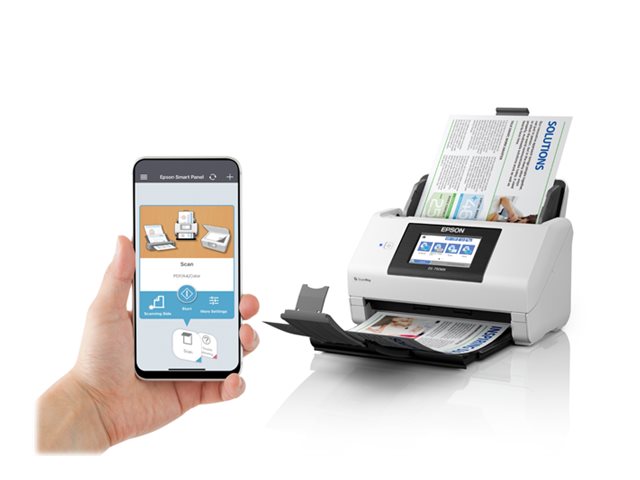 Epson WorkForce DS-790WN - Document scanner - Duplex - A4/Legal - 600 dpi x 600 dpi - up to 45 ppm (mono) / up to 45 ppm (colour) - ADF (100 sheets) - up to 7000 scans per day - USB 3.0, Gigabit LAN, USB 2.0 (Host), Wi-Fi(n)