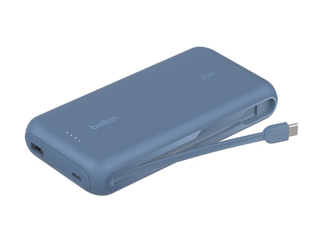 20k PD30w Integrated USB-C Cable Power Bank, Blue