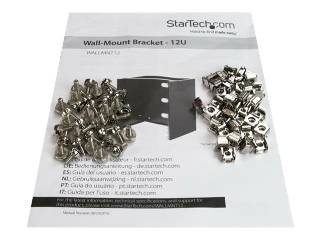 StarTech.com Wall Mount Patch Panel Rack - 15U Wall Mount Rack - 2 Post Open Frame Rack - Wall Mount Network Patch Panel (WALLMNT12) - Wall mount bracket - black - 12U
