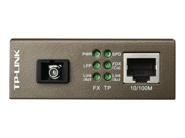 TP-Link MC112CS - Fibre media converter - 100Mb LAN - 10Base-T, 100Base-FX, 100Base-TX - RJ-45 / SC single-mode - up to 20 km - 1310 (TX) / 1550 (RX) nm