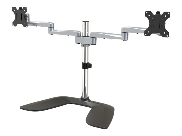 StarTech.com Dual Monitor Stand, Ergonomic Desktop Monitor Stand for up to 32\" VESA Displays, Free-Standing Articulating Universal Computer Monitor Mount, Adjustable Height, Silver - Easy & Quick Assembly - Stand - for 2 monitors - plastic, aluminium, steel - black, silver - screen size: 32\" - desktop