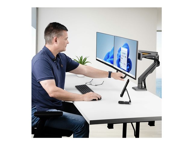 StarTech.com Desk Mount Dual Monitor Arm w/ Crossbar, Up To 27\" Displays - Mounting kit - articulating, mechanical spring - for 2 LCD displays - steel, plastic - black - screen size: 17\"-27\" - desk-mountable - TAA Compliant