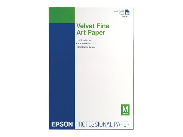 Epson Fine Art Velvet - Velvet - A3 plus (329 x 423 mm) 20 sheet(s) paper - for SureColor P5000, P800, SC-P10000, P20000, P5000, P700, P7500, P900, P9500
