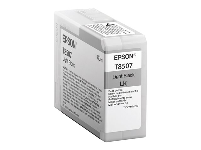 Epson T8507 - 80 ml - light black - original - ink cartridge - for SureColor P800, P800 Designer Edition, SC-P800