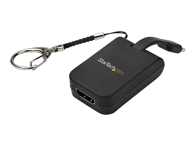 StarTech.com Compact USB C to HDMI Adapter, 4K 30Hz USB Type-C to HDMI 1.4 Video Display Converter with Keychain Ring, USB-C DP Alt Mode to HDMI Monitor Dongle, Thunderbolt 3 Compatible - USB-C Keychain Adapter (CDP2HDFC) - Adapter - 24 pin USB-C male to HDMI female - black - 4K support
