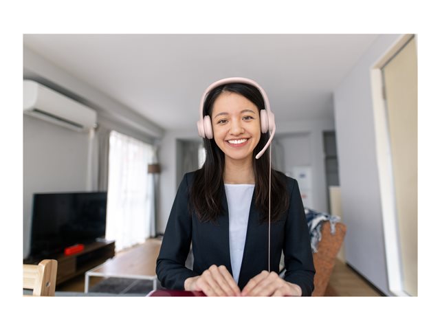 Logitech H390 - Headset - on-ear - wired - USB-A - rose