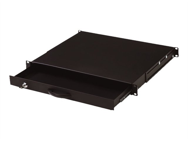 1U LOCKABLE DRAWER WITH HANDLE 44X481X400 MM COLOR BLACK (RAL 9005)