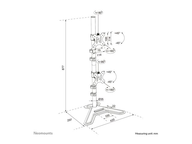 Neomounts NERO Dual monitor stand 10-32i