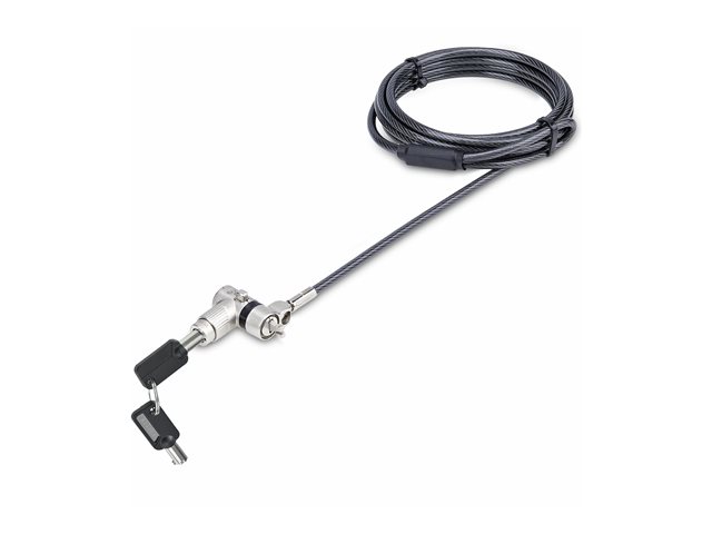 StarTech.com Universal Laptop Lock 6.6ft (2m), Security Cable For Notebook Compatible With Noble Wedge®/Nano/K-Slot, Keyed Locking Cable - Anti-Theft Cut-Resistant Steel Cable (UNIVK-LAPTOP-LOCK) - Security cable lock - silver, black - 2 m