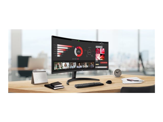 LG UltraWide 34WR50QK-B - LED monitor - curved - 34\" - 3440 x 1440 WQHD @ 100 Hz - VA - 300 cd/m² - 3000:1 - HDR10 - 5 ms - 2xHDMI, DisplayPort
