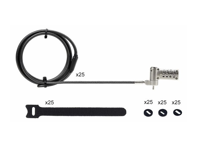 StarTech.com Serialized Laptop Lock, Works w/Noble Wedge/Nano/K-Slot - Security cable lock - universal - black & silver - 2 m