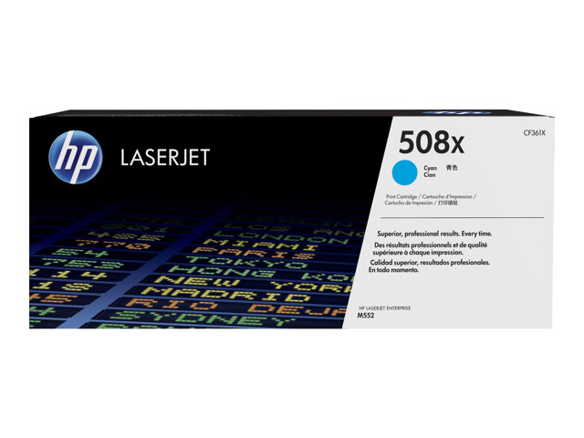 HP 508X - High Yield - cyan - original - LaserJet - toner cartridge (CF361X) - for Color LaserJet Enterprise MFP M577, LaserJet Enterprise Flow MFP M577