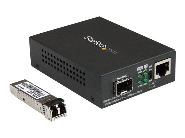StarTech.com Multimode (MM) LC Fiber Media Converter for 10/100/1000 Network - 550m - Gigabit Ethernet - 850nm - with SFP Transceiver (MCM1110MMLC) - Fibre media converter - 1GbE - 10Base-T, 1000Base-LX, 1000Base-SX, 100Base-TX, 1000Base-T - RJ-45 / LC multi-mode - up to 550 m - 850 nm - for P/N: SVA5N3NEUA