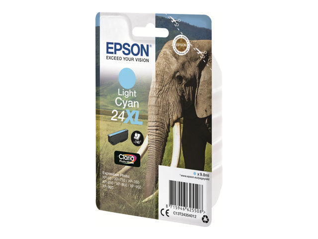Epson 24XL - 9.8 ml - XL - cyan - original - ink cartridge - for Expression Photo XP-55, 750, 760, 850, 860, 950, 960, 970, Expression Premium XP-750, 850