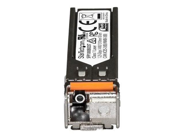 StarTech.com MSA Uncoded SFP Module, 1000BASE-BX, 1 Gigabit Ethernet Bi-Directional (BiDi) Fiber Single Strand SFP Transceiver (SMF), LC 10km , Mini GBIC Transceiver SFP Module, Downstream - Lifetime Warranty (SFP1000BXDST) - SFP (mini-GBIC) transceiver module - 1GbE - 1000Base-BX - LC single-mode - up to 10 km - 1310 (RX) / 1490 (TX) nm