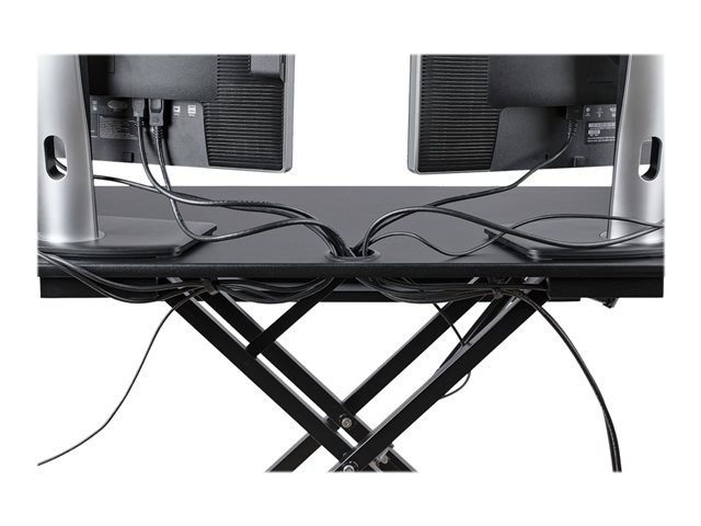 StarTech.com Corner Sit Stand Desk Converter with Keyboard Tray - Large Surface (35\" x 21\") - Height Adjustable Ergonomic Desktop/Tabletop Standing Workstation - Supports Dual Monitors - Standing desk converter - rectangular - black