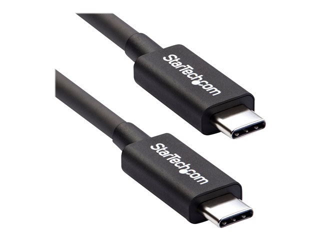 StarTech.com 50cm (1.6ft) Thunderbolt 3 Cable, 40Gbps, 100W PD, 4K/5K Video, Thunderbolt-Certified, Compatible w/ TB4/USB 3.2/DisplayPort - Thunderbolt cable - 24 pin USB-C (M) to 24 pin USB-C (M) - Thunderbolt 3 / USB / DisplayPort - 50 cm - black - for P/N: PEXUSB321C, TB33A1C, TB3DK2DHV, TB3DK2DHVUE, TB3DK2DPPDUE, TB3DKDPMAW, TB3DKDPMAWUE