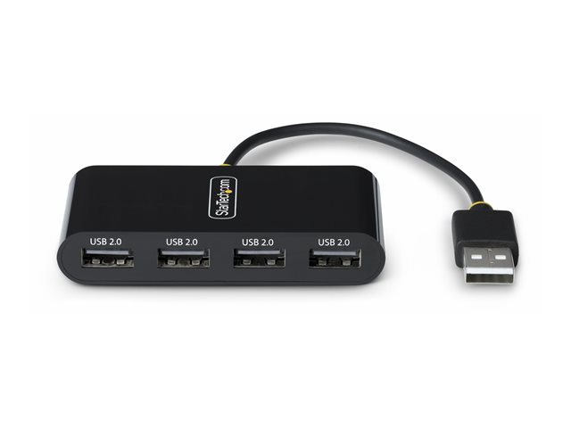 StarTech.com 4-Port USB 2.0 Hub, USB Bus Powered, Small Travel Mini USB Hub, USB 2.0 Splitter, Multi-Port Portable USB Hub, 480Mbps, Overcurrent Protection (OCP) - Hub - 4 x USB 2.0 - desktop