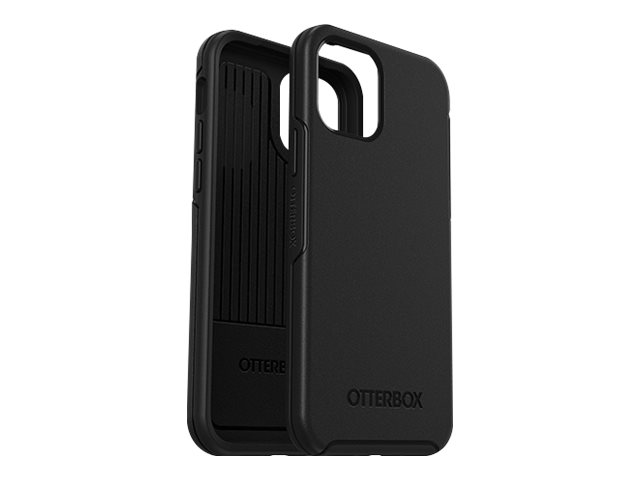 OtterBox Symmetry Series - ProPack Packaging - back cover for mobile phone - polycarbonate, synthetic rubber - black - for Apple iPhone 12, 12 Pro