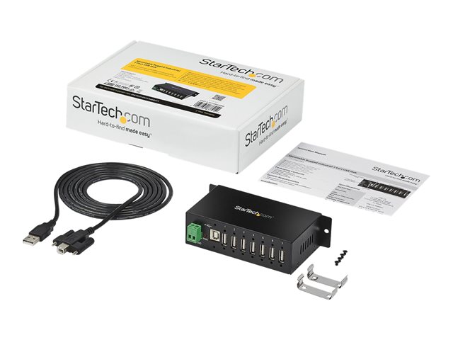 StarTech.com USB 2.0 Hub - 7 Port - Mountable Rugged Industrial - Self Powered USB Hub - Hub - 7 x USB 2.0 - DIN rail mountable - DC power - for P/N: ITB20D3250, MSDREADU2OTG, USB2HAB15, USB2HAB30AC, USB2HAB50AC, USB2HABM1, USB2HABM6RA