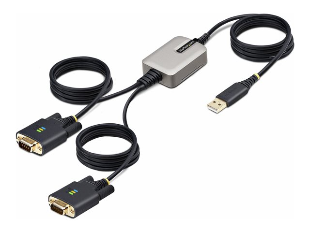 StarTech.com 13ft (4m) 2-Port USB to Serial Adapter Cable, Interchangeable DB9 Screws/Nuts, COM Retention, USB-A to DB9 RS232, FTDI, Level-4 ESD Protection, Windows/macOS/ChromeOS/Linux - Rugged TPE Construction (2P6FFC-USB-SERIAL) - USB / serial cab