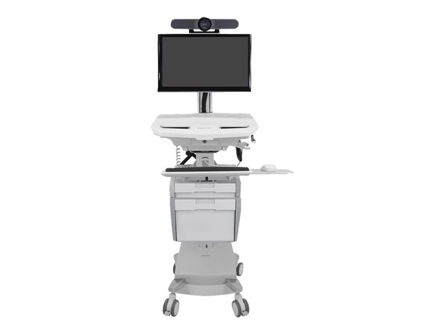 Ergotron StyleView - Cart (charge only) - open architecture - for LCD display / PC equipment - medical - plastic, aluminium, zinc-plated steel - grey, white, polished aluminium - screen size: up to 24\" - output: AC 230 V - 66 Ah - Lead Acid - TAA Compliant