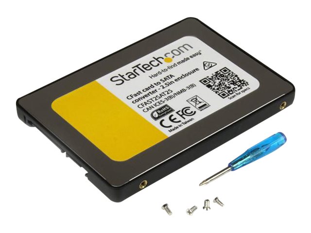 StarTech.com CFast Card to SATA Adapter with 2.5\" Housing - Supports SATA III (6 Gbps) - CFast Memory Card Converter - OS Independent (CFAST2SAT25) - Storage controller - 1 Channel - CFast Card - SATA 6Gb/s - black, silver - for P/N: BRACKET125PT, BRACKET125PTP, BRACKET225PT, BRACKET425F