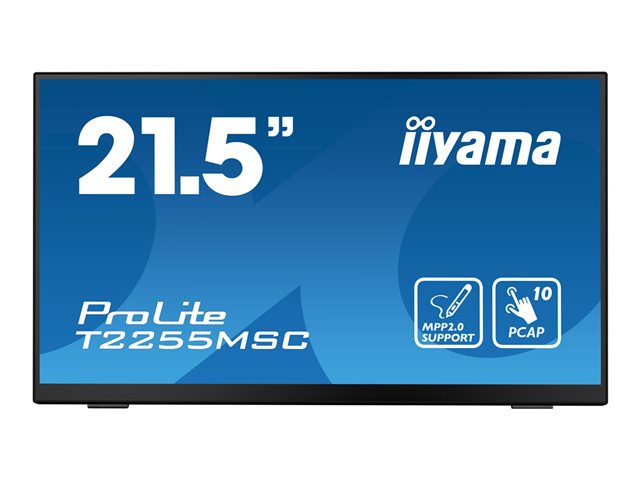 iiyama ProLite T2255MSC-B1 - LED monitor - 21.5\" - touchscreen - 1920 x 1080 Full HD (1080p) @ 60 Hz - IPS - 400 cd/m² - 1000:1 - 5 ms - HDMI, DisplayPort - speakers - matte black