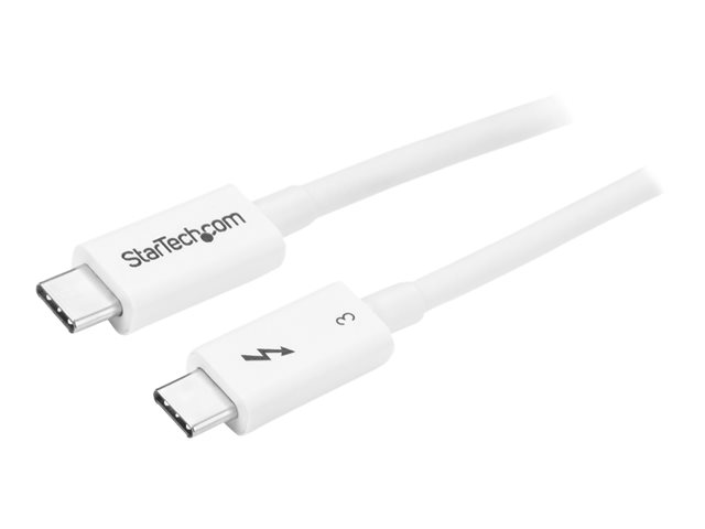 StarTech.com 1.6ft (50cm) Thunderbolt 3 Cable, 40Gbps, 100W PD, 4K/5K Video, Thunderbolt-Certified, Compatible w/ TB4/USB 3.2/DisplayPort - Thunderbolt cable - 24 pin USB-C (M) to 24 pin USB-C (M) - USB 3.1 Gen 2 / Thunderbolt 3 / DisplayPort 1.2 - 50 cm - 4K support - white - for P/N: CDP2HDUACP, CDP2HDUACPW, PEXUSB321C, TB33A1C