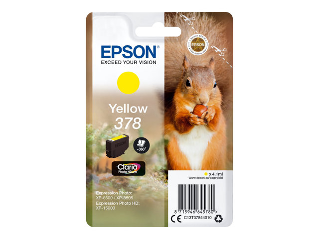Epson 378 - 4.1 ml - yellow - original - blister - ink cartridge - for Expression Home XP-8605, 8606, Expression Home HD XP-15000, Expression Photo XP-8505, 8700