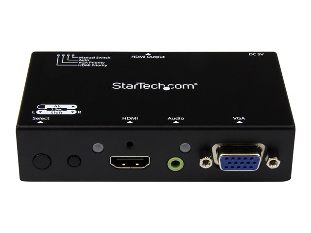 StarTech.com 2x1 VGA + HDMI to HDMI Switch / Selector Box - 1080p Multi Video Input Automatic Switcher - 2 Computers In 1 Monitor Out (VS221VGA2HD) - Video/audio switch - desktop - for P/N: SVA5N3NEUA