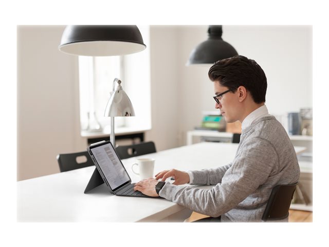 Logitech Combo Touch - Keyboard and folio case - with trackpad - backlit - Apple Smart connector - QWERTY - Spanish - oxford grey - for Apple 10.9-inch iPad Air (4th generation, 5th generation)