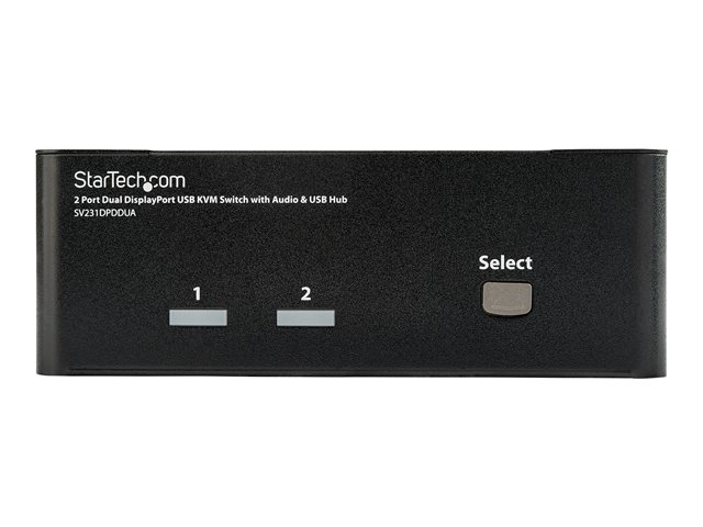 StarTech.com Dual Monitor DisplayPort KVM Switch - 2 Port - USB 2.0 Hub - Audio and Microphone - DP KVM Switch (SV231DPDDUA) - KVM / audio switch - 2 x KVM / audio - 1 local user - desktop - for P/N: IM12D1500P, SVA12M2NEUA, SVA12M5NA