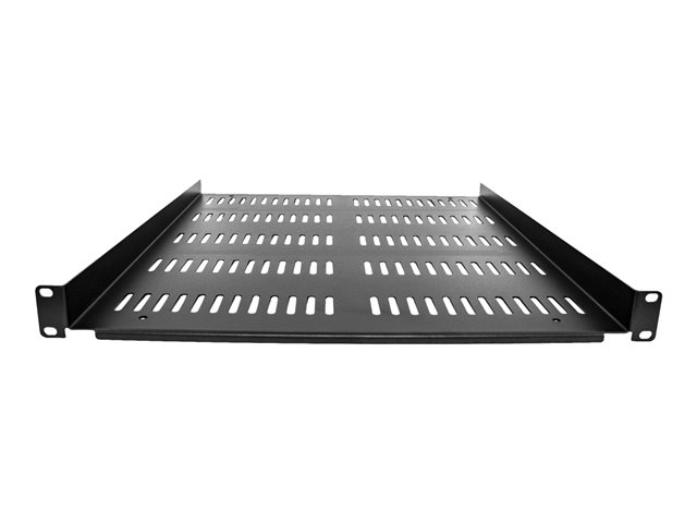StarTech.com 1U Vented Server Rack Cabinet Shelf, 20in Deep Fixed Cantilever Tray, Rackmount Shelf for 19\" AV/Data/Network Equipment Enclosure w/ Cage Nuts & Screws, 55lbs Weight Capacity - 1U Network Rack Shelf - Rack shelf - black - 1U - 19\"