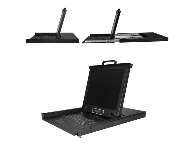 StarTech.com 8 Port Rackmount KVM Console with 6ft Cables, Integrated KVM Switch with 17\" LCD Monitor, Fully Featured 1U LCD KVM Drawer- OSD KVM, Durable 50,000 MTBF, USB + VGA Support - 17in. LCD KVM Drawer (RKCONS1708K) - KVM console with KVM switch - 8 ports - USB - 17\" - rack-mountable - 1280 x 1024 @ 60 Hz - 250 cd/m² - 1000:1 - 5 ms - VGA - black - 1U