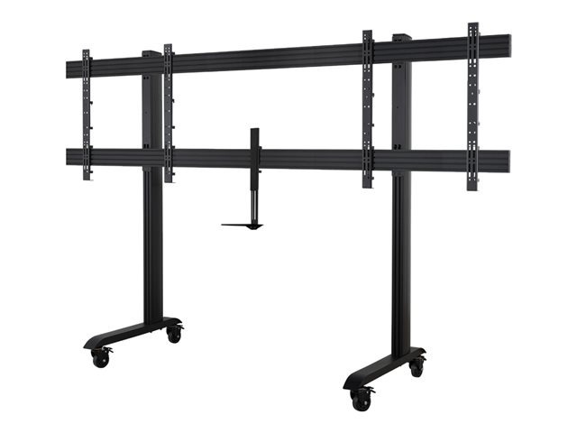 B-TECH System X BT8518 - Cart - for 2 flat panels - XXL, VC shelf - lockable - black & silver - screen size: 75\"-86\" - mounting interface: up to 1000 x 800 mm